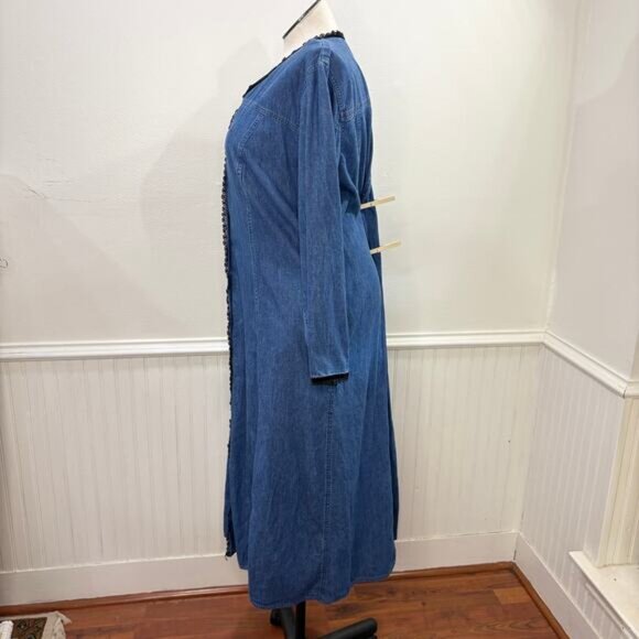 Elisabeth Size 18 Denim Dress Vintage Maxi Long Sleeve Western Prairie Modest - Picture 14 of 14